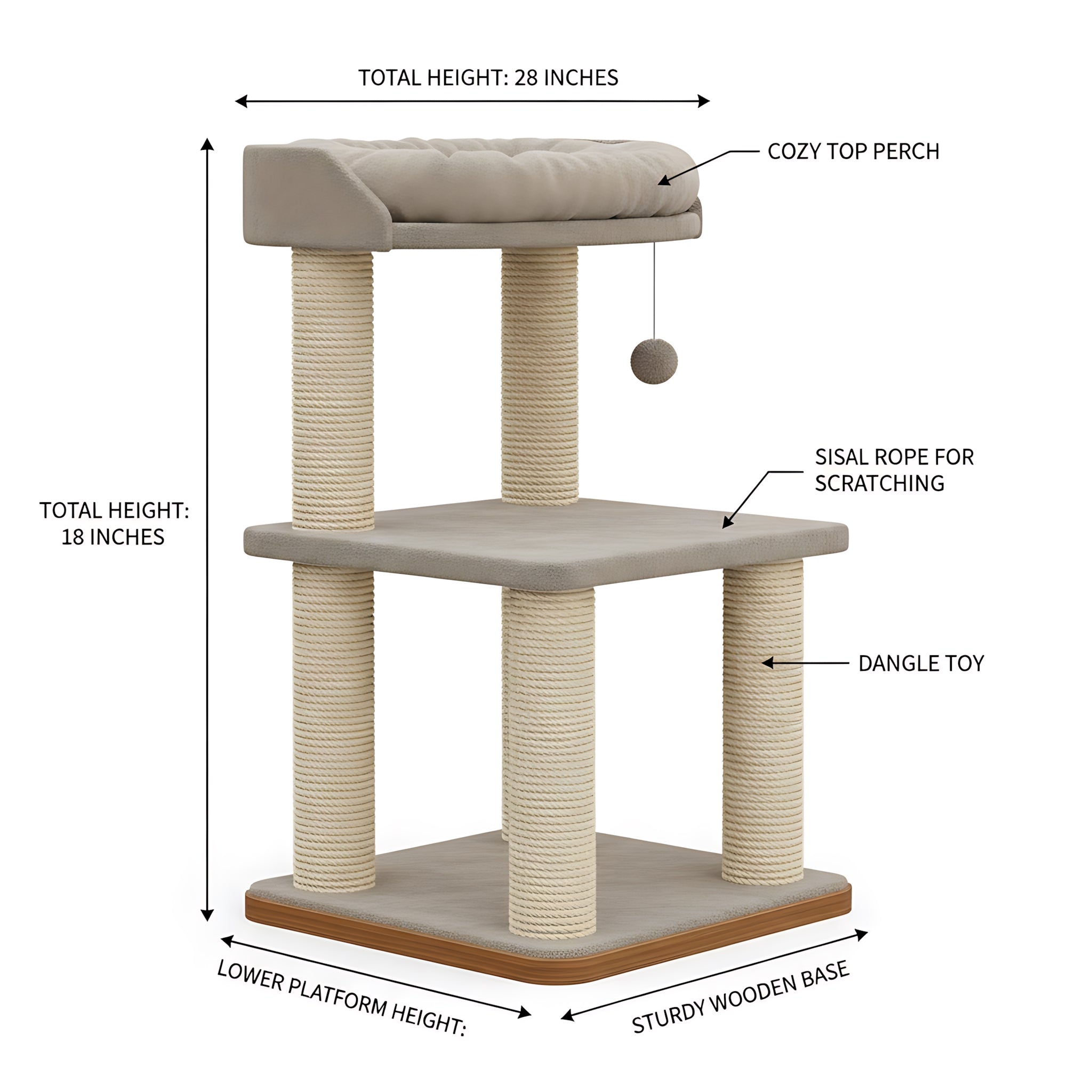 Durable Cat Scratching Post with Sisal Rope Furniture Protection Cat Toy