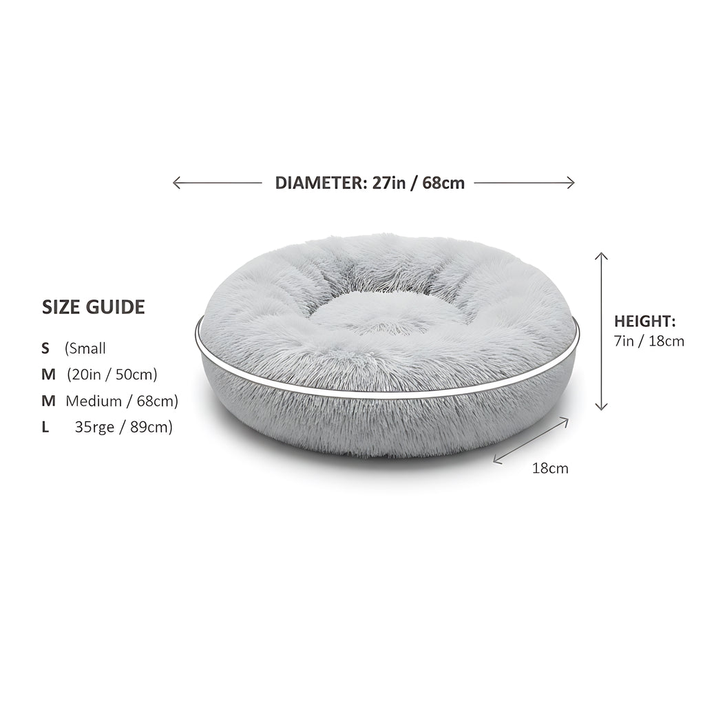 Anti-Anxiety Calming Pet Bed for Dogs & Cats Soft Plush Donut Bed