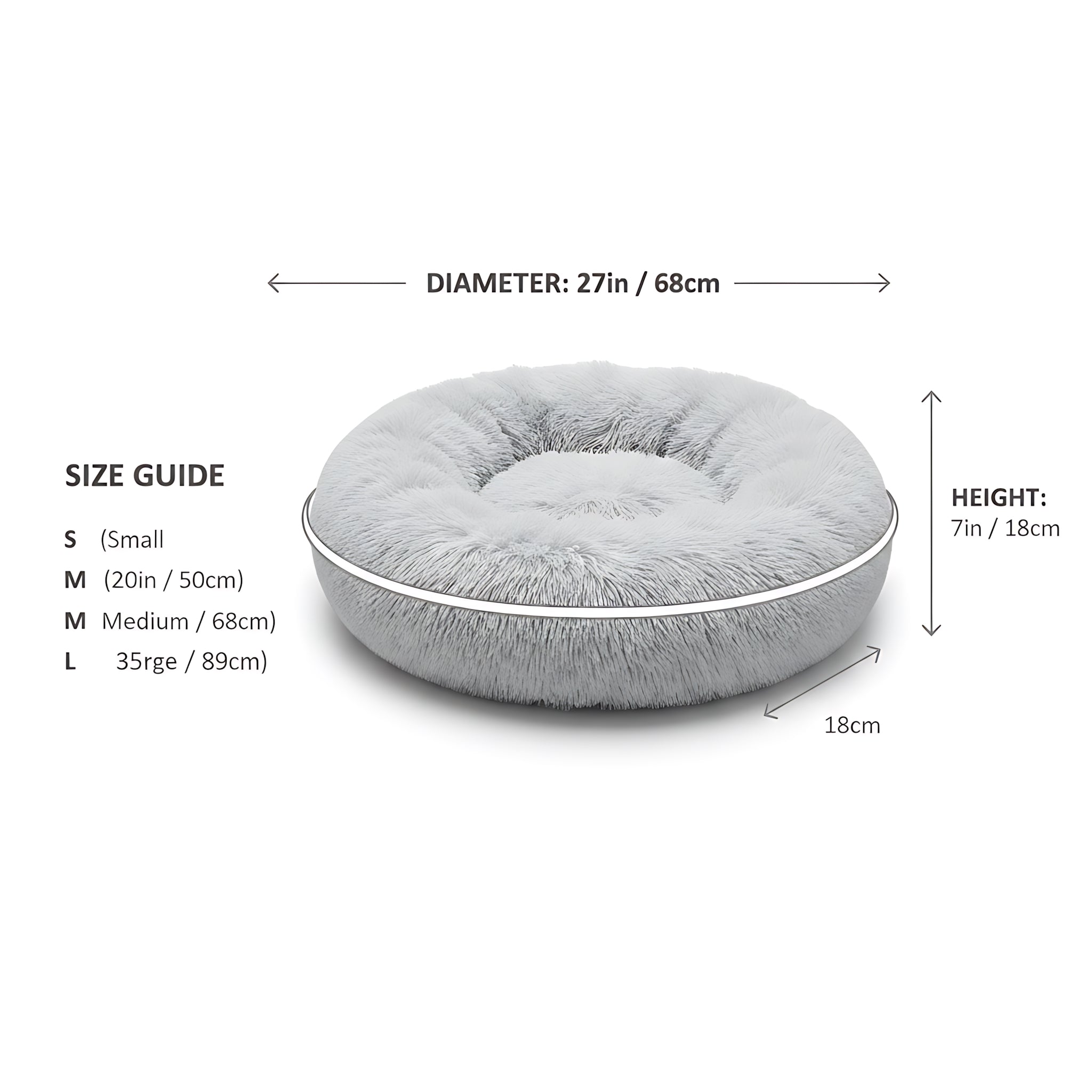 Anti-Anxiety Calming Pet Bed for Dogs & Cats Soft Plush Donut Bed