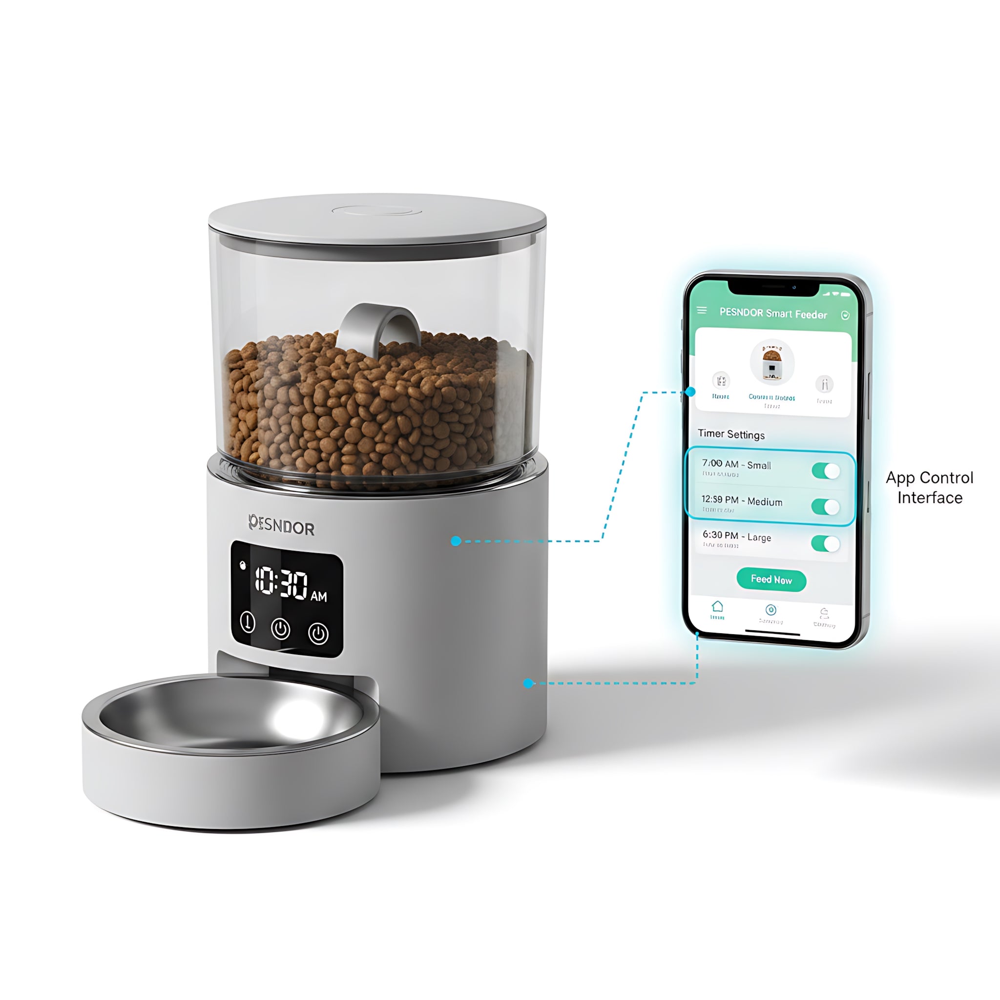 Smart Automatic Pet Feeder with Timer WiFi Control 4L Food Dispenser