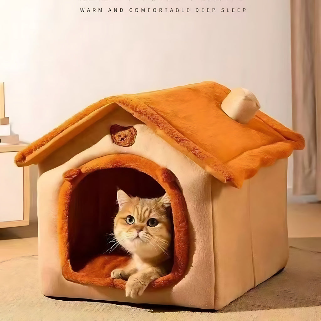 Indoor Pet House Bed – Washable Cozy Bed for Cats & Small Dogs
