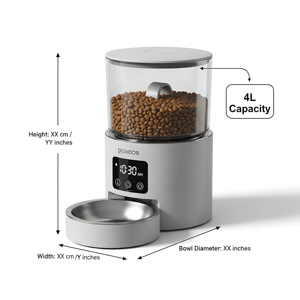 Smart Automatic Pet Feeder with Timer WiFi Control 4L Food Dispenser